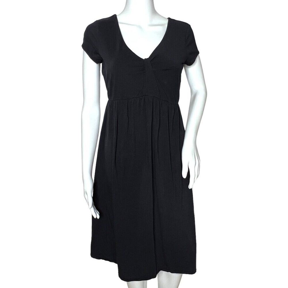 Garnet Hill Dress Women Small Black Jersey Knit Preppy Casual Neutral Minimalist